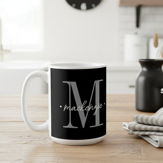 Modern Monogram Minimal Black White Kaffeetasse