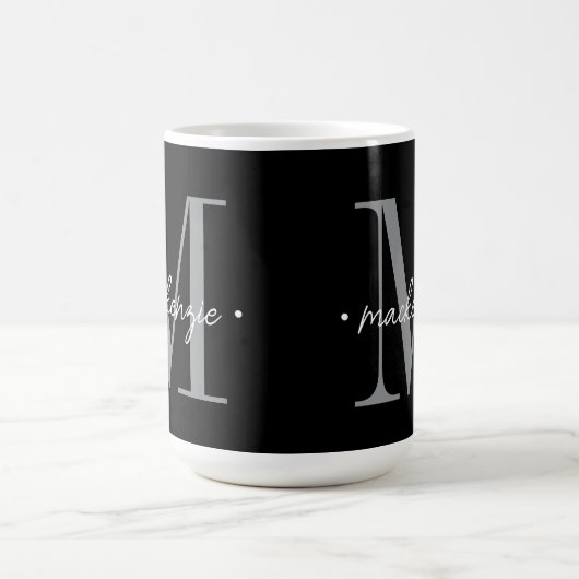 Modern Monogram Minimal Black White Kaffeetasse (Mittel)