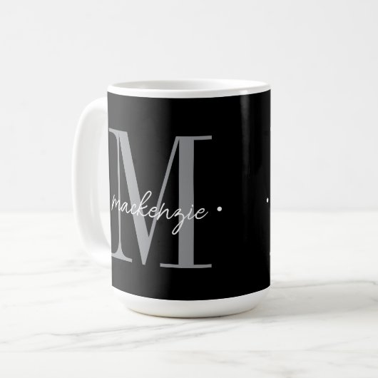 Modern Monogram Minimal Black White Kaffeetasse (Vorderseite Links)