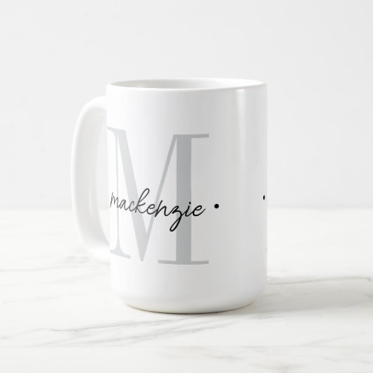 Modern Monogram Minimal Black White Kaffeetasse (Vorderseite Links)