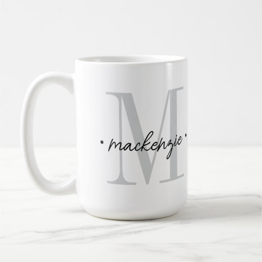 Modern Monogram Minimal Black White Kaffeetasse (Links)