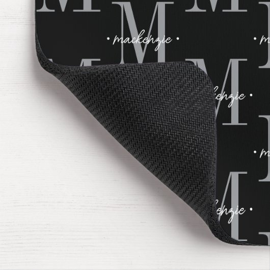 Modern Monogram Minimal Black White Mousepad (Ecke)