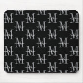 Modern Monogram Minimal Black White Mousepad (Vorne)