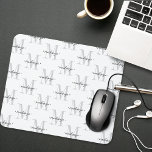 Modern Monogram Minimal Black White Mousepad<br><div class="desc">Add a touch of modern elegance to your routine with this personalized monogram white mouse pad design featuring a large initial and name in script. Perfect for yourself or as a thoughtful custom gift. Created by Simply Farmhouse Press.</div>