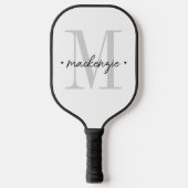 Modern Monogram Minimal Black White Pickleball Schläger (Vorderseite)