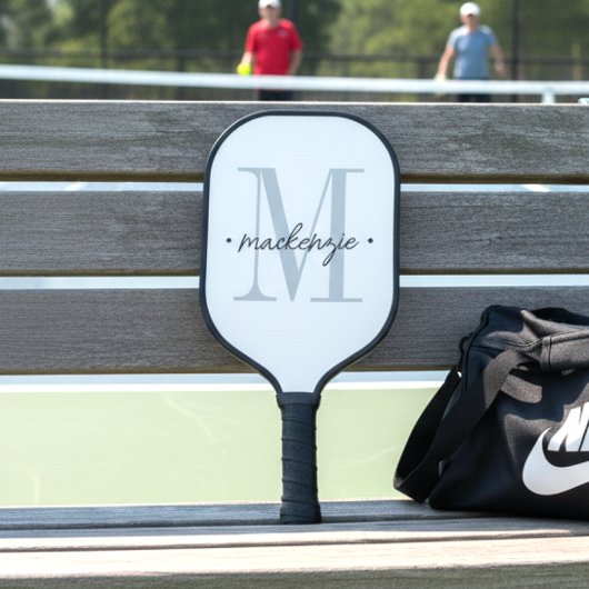 Modern Monogram Minimal Black White Pickleball Schläger