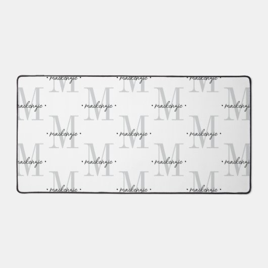 Modern Monogram Minimal Black White Schreibtischunterlage (Vorderseite)