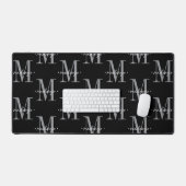 Modern Monogram Minimal Black White Schreibtischunterlage (Tastatur & Maus)