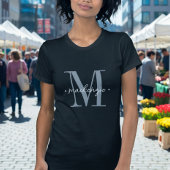 Modern Monogram Minimal Black White T-Shirt