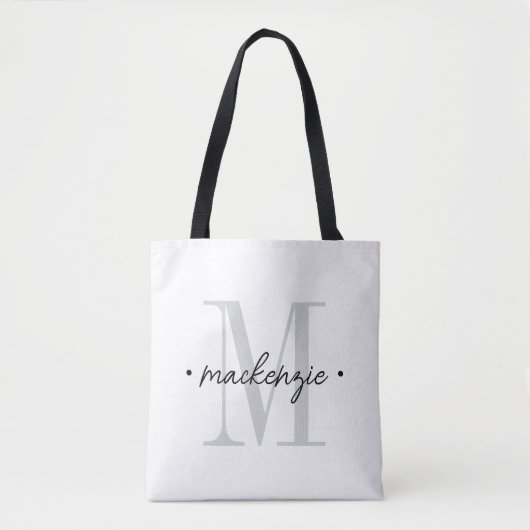 Modern Monogram Minimal Black White Tasche (Vorderseite)
