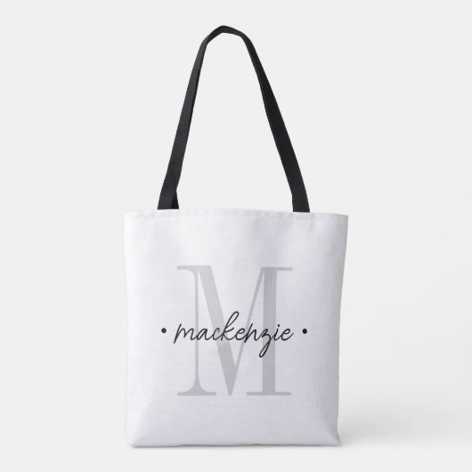 Modern Monogram Minimal Black White Tasche (Rückseite)