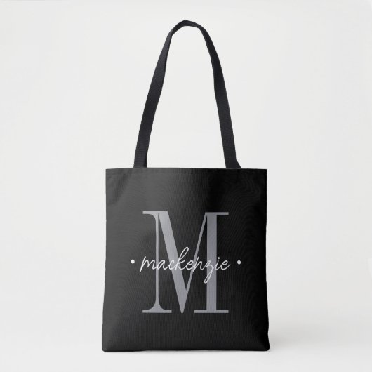 Modern Monogram Minimal Black White Tasche (Vorderseite)