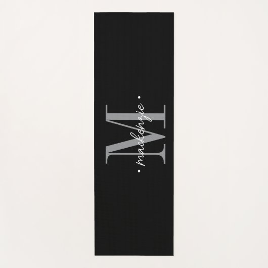 Modern Monogram Minimal Black White Yogamatte (Vorderseite)