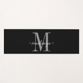 Modern Monogram Minimal Black White Yogamatte (Vorderseite (Horizontal))