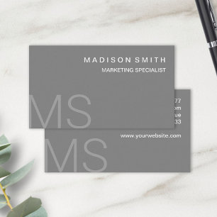 Modern Monogram Minimalist Grau Professional Visitenkarte