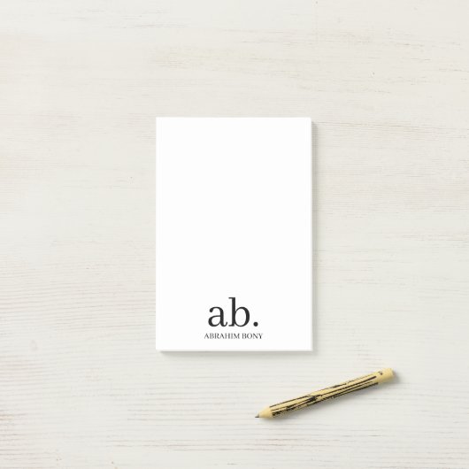 Modern Monogram Minimalist Stylish Design Post-it Klebezettel (Auf Schreibtisch)