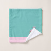 Modern Monogram Name Aquamarin Pink Flamingo Badhandtuch Set (Waschlappen)