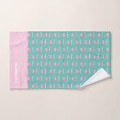 Modern Monogram Name Aquamarin Pink Flamingo Badhandtuch Set (Handtuch)