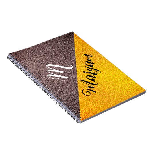Modern Monogram Name - Black Gold Spiral Notebook Notizblock (Rechte Seite)