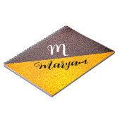 Modern Monogram Name - Black Gold Spiral Notebook Notizblock (Linke Seite)