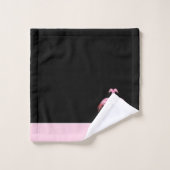 Modern Monogram Name Black Pink Flamingo Bath Towe Badhandtuch Set (Waschlappen)