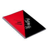 Modern Monogram Name - Black Red Spiral Notebook Notizblock (Rechte Seite)
