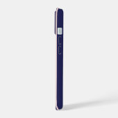 Modern Monogram Name Blue Pink iPhone 15 Hülle (Linke Seite)
