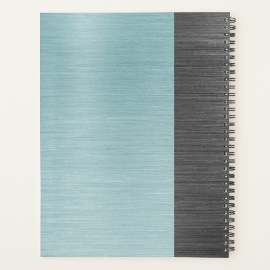 Modern Monogram Name Brushed Metal Daily Planner Planer (Rückseite)