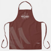 Modern Monogram Name Fired-Brick Reddish Brown Schürze (Vorderseite)