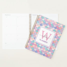 Modern Monogram Name Hübsch Glam Mermaid Trendy Planer