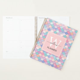 Modern Monogram Name Initial Mermaid Pale Pink Planer
