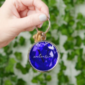 Modern Monogram Name Initial Sapphire Blue Premium Schlüsselanhänger (Hand)