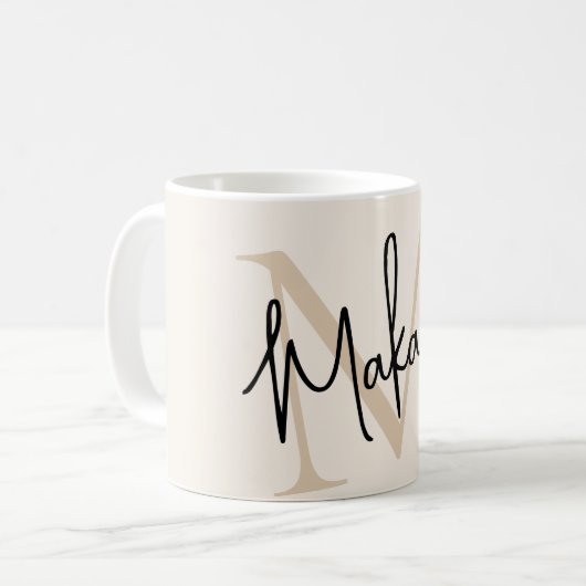 Modern Monogram Name Kaffeetasse (Vorderseite Links)