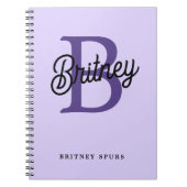 Modern Monogram Name Lila Black Script Office Notizblock (Vorderseite)