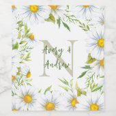 Modern Monogram Name Personalisiert Floral Weinetikett (Einzelnes Label)
