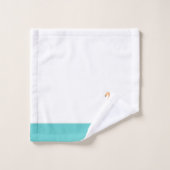 Modern Monogram Name Pink Flamingo Aquamarin Aqua Badhandtuch Set (Waschlappen)