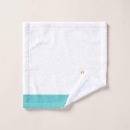 Modern Monogram Name Pink Flamingo Aquamarin Aqua Badhandtuch Set (Waschlappen)