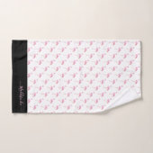 Modern Monogram Name Pink Flamingo Black Badhandtuch Set (Handtuch)