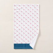 Modern Monogram Name Pink Flamingo Blue Badhandtuch Set (Handtuch)