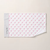 Modern Monogram Name Pink Flamingo Gray Badhandtuch Set (Handtuch)
