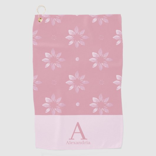 Modern Monogram Name Pink Pattern Golfhandtuch (Vorderseite)