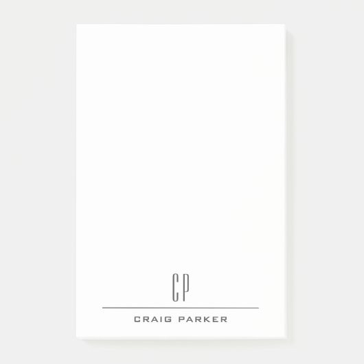 Modern Monogram Name Professional Plain Minimalist Post-it Klebezettel (Vorderseite)