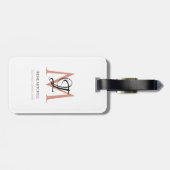 Modern Monogram Name Schwarz-weiß Rose Gold Einfac Gepäckanhänger (Rückseite horizontal)