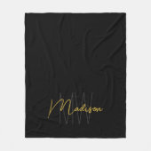Modern Monogram Name Script Black Gold Fleecedecke (Vorderseite)
