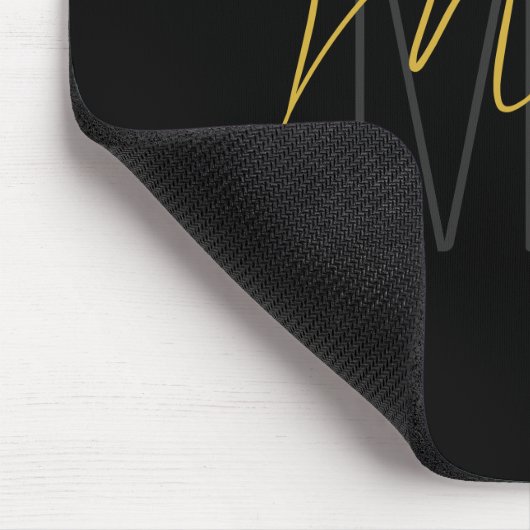 Modern Monogram Name Script Black Gold Mousepad (Ecke)