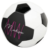 Modern Monogram Name Script Black Pink Fußball (Dreiviertel)