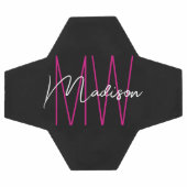 Modern Monogram Name Script Black Pink Fußball (Flach)