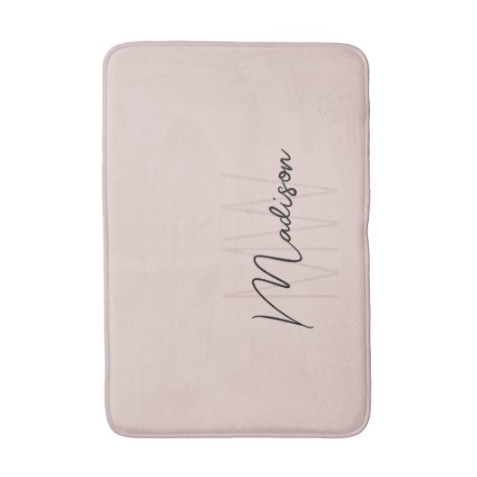 Modern Monogram Name Script Blank Pink Badematte (Vorderseite Vertikal)