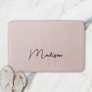 Modern Monogram Name Script Blank Pink Badematte