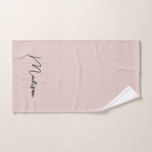Modern Monogram Name Script Blank Pink Badhandtuch Set (Handtuch)